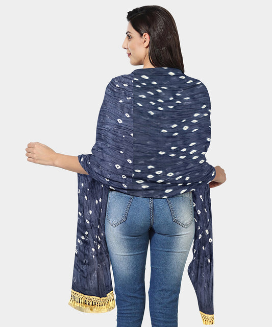 Sapphire Skies: Blue Silk Blend Bandhani Dupatta