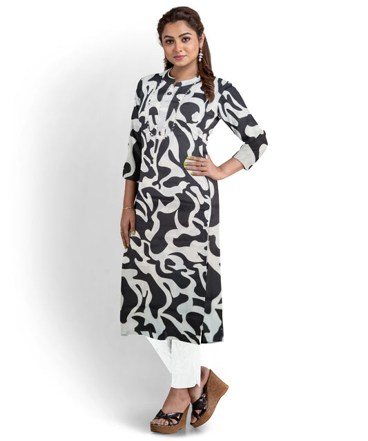 Quick Elegance: Ready-to-Wear Ethnic Delights- black and white ethnic kurti pant and dupatta set