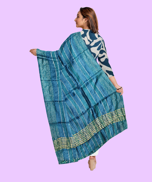 Cultural Chic: Instantly Stylish Ethnic Ensembles in blue and white Kurti Pant and Dupatta set