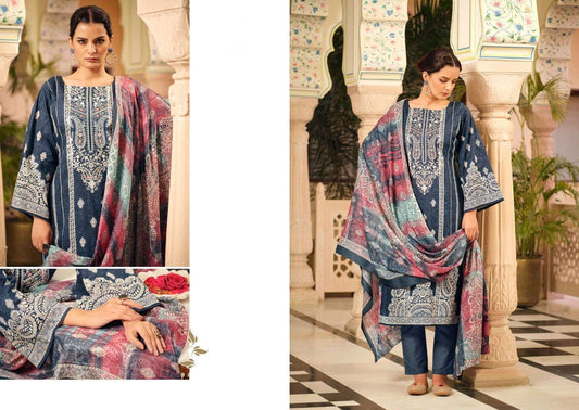 Elegant Pure Cotton Digital Print Salwar Kameez with Heavy Self Embroidery and Mal Mal Dupatta