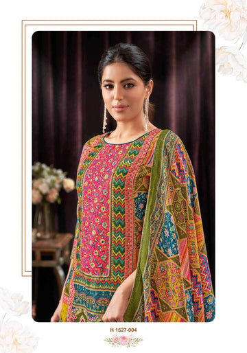 Elegant Pure Muslin Designer Digital Print with Aari Mirror Handwork