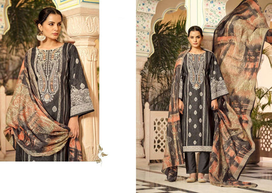 Elegant Pure Cotton Digital Print Salwar Kameez with Heavy Self Embroidery and Mal Mal Dupatta