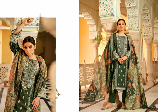 Elegant Pure Cotton Digital Print Salwar Kameez with Heavy Self Embroidery and Mal Mal Dupatta